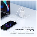 oraimo PowerGaN 65 65W Ultra Speed Triple Port Charger Kit with Type-C to Type-C