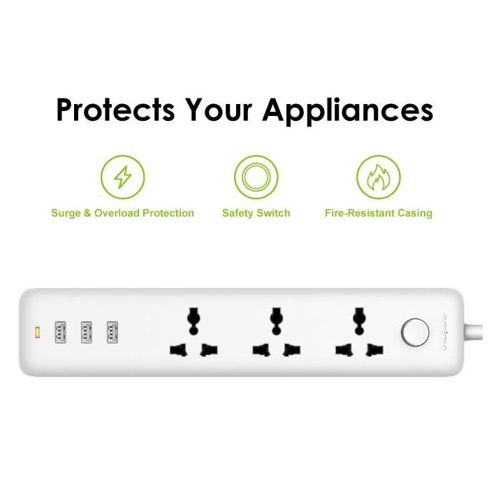 oraimo PowerHub 3 AC Outlets 3 USB Ports UK Power Strip