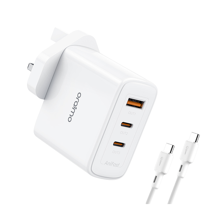 oraimo PowerGaN 65 65W Ultra Speed Triple Port Charger Kit with Type-C to Type-C