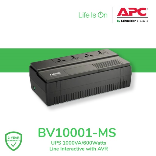 APC Easy UPS, 1000VA, Floor/Wall Mount, 230V, 4x Universal outlets, AVR BV1000I-MSX